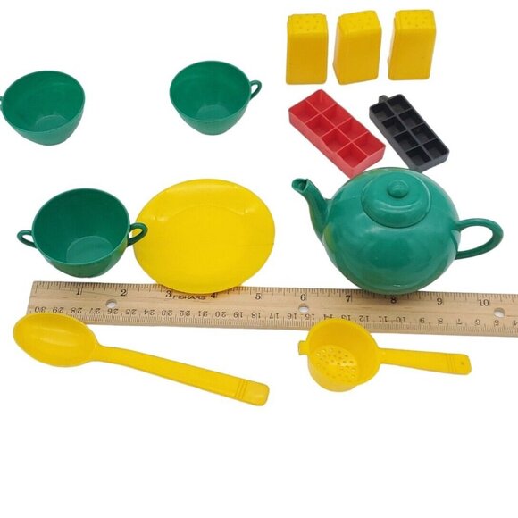 Toy Tea Set Vintage‎ Ideal Plastic Antiques 1940's - 1950's Green Yellow  *See - Picture 10 of 10
